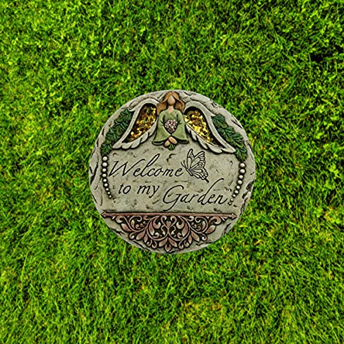 Comfy Hour Seed Soil and Yard Collection Angel Welcome to My Garden Stepping Stone, Concrete