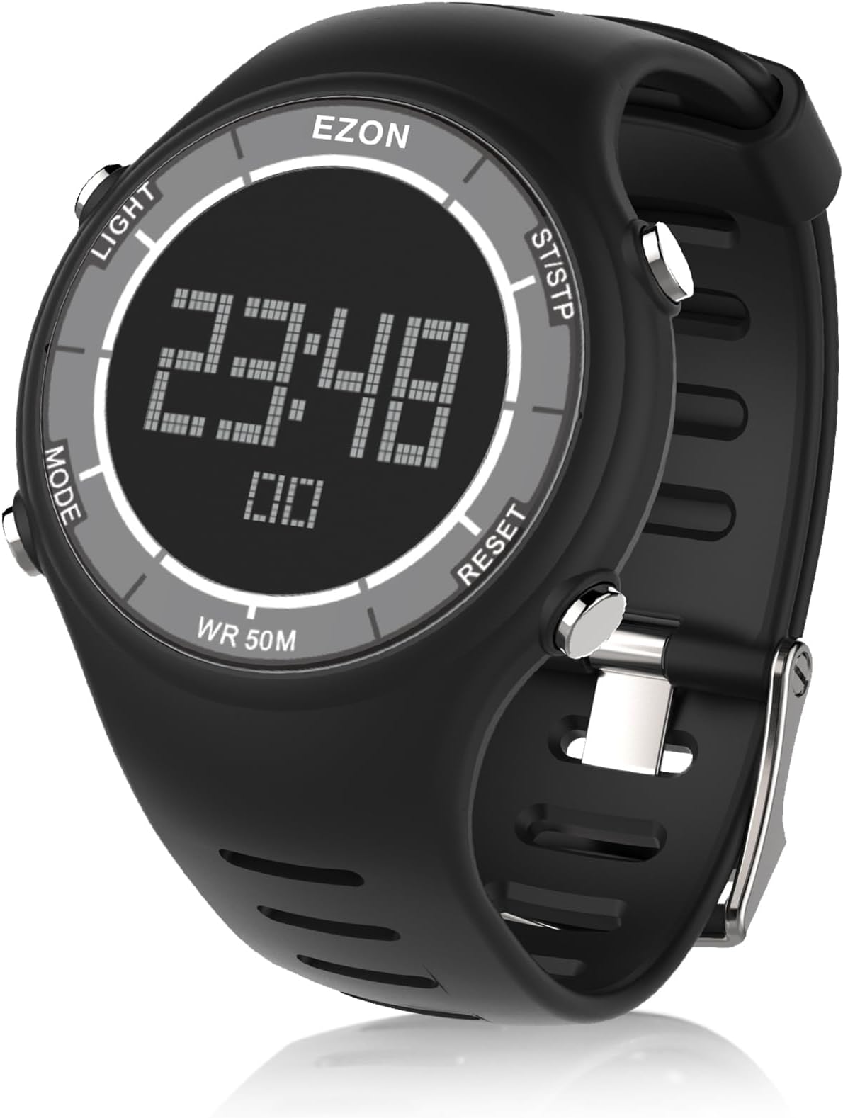 EZON Digital Watch with Stopwatch Countdown Timer Alarm EL Backlight,Ultra-Thin Large Display 5ATM Waterproof Digital Wrist Watches for Men Women