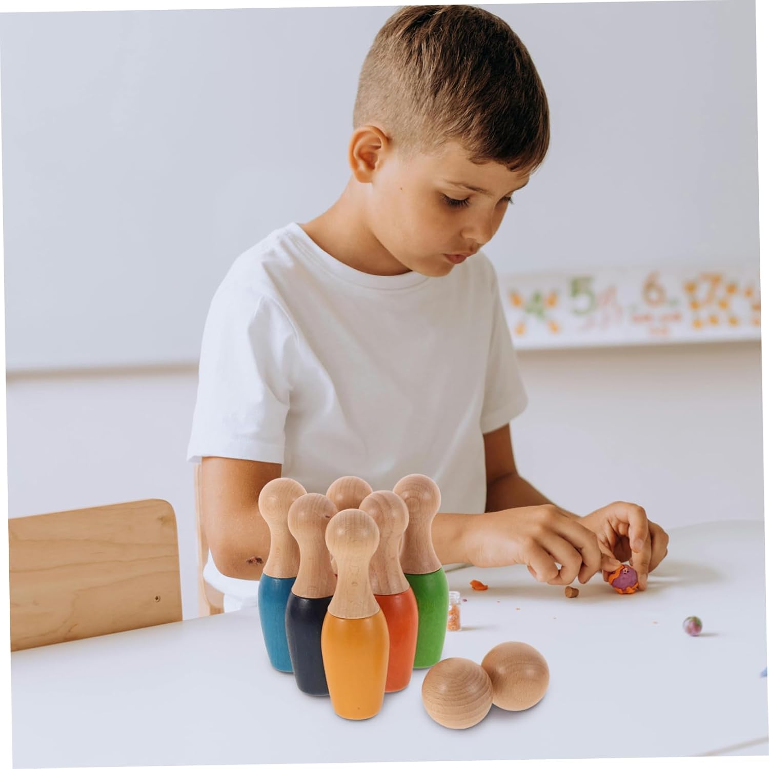 VANZACK 1 Set Set Wooden Bowling Set Bowling Ball Bowling Accessories Peg People Lawn Bowling Game Mini Bowling Game Outdoor Wooden for Wooden Part Birthday Party Games