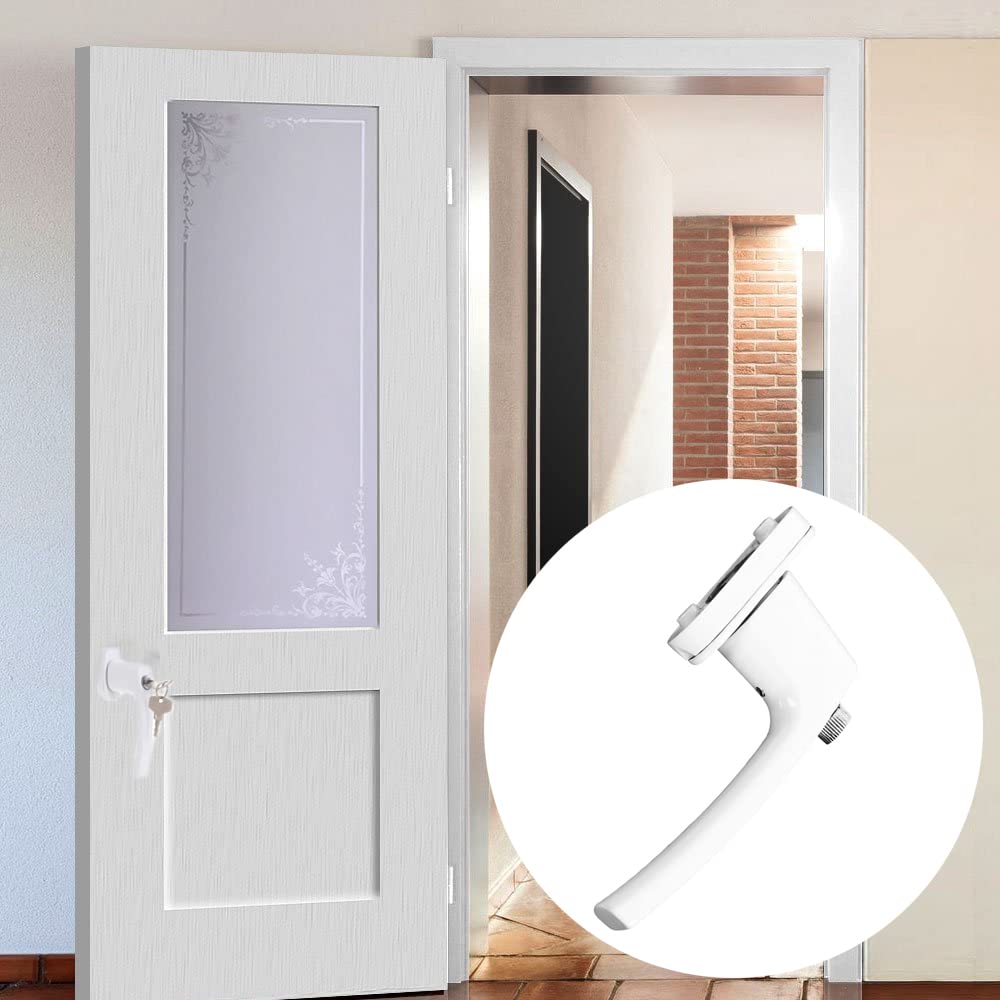 Poignée de Fenêtre avec Serrure en Aluminium, Verrouillable, avec Vis de Fixation, Blanc