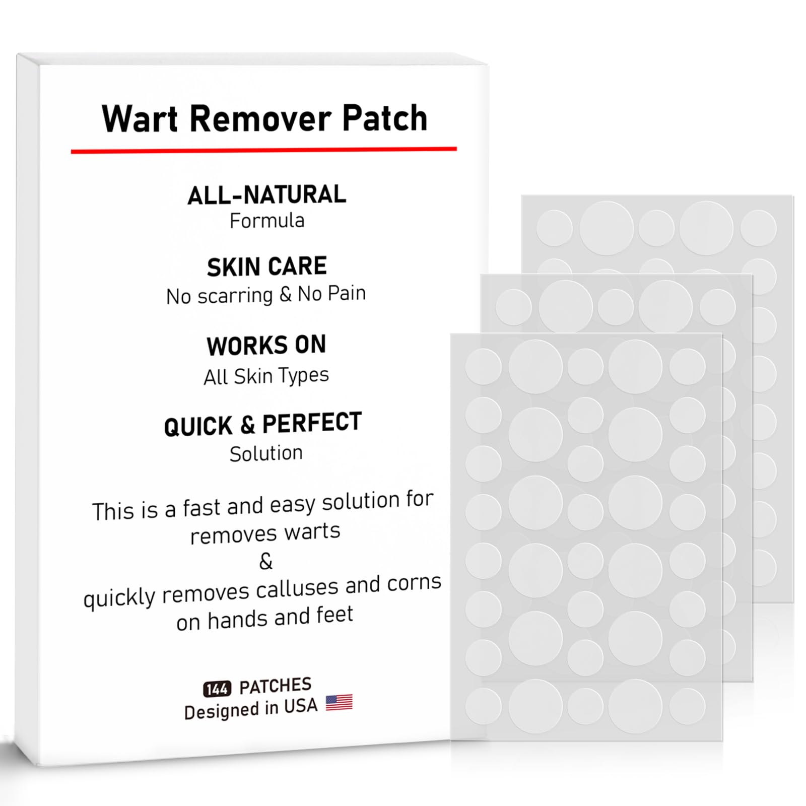 WABRINY Wart Remover Patches, Fast & Easy Operate Hydrocolloid Gel Waterproof Invisible Sticker, Skin Care Removal Patches for All Skin Types(144pcs)-cb1