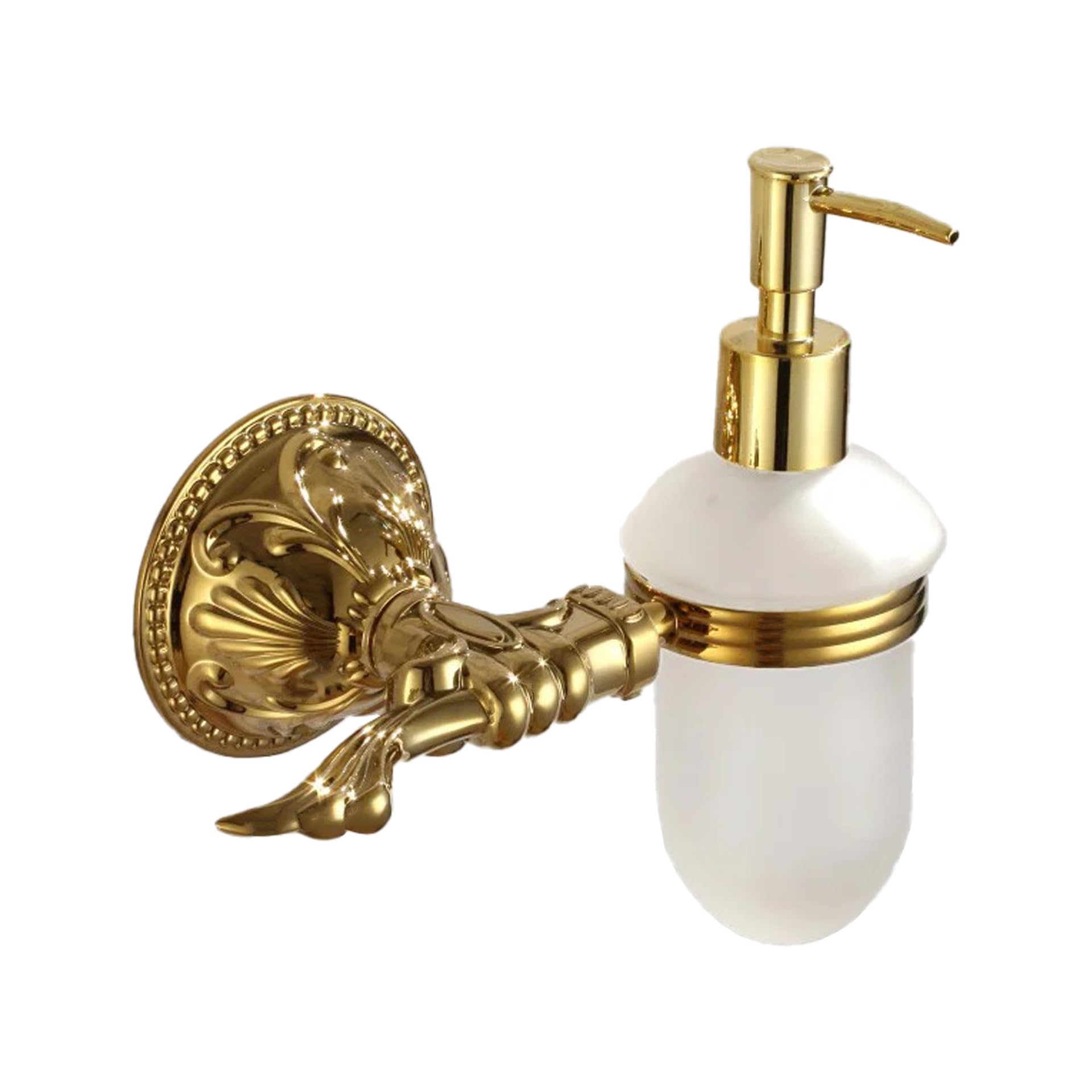 Luxus Seifenspender Handseifenspender Wandmontage mit Halterung aus Messing - nachfüllbar, Gold poliert, rostfrei (Design 1: Esclusivo)
