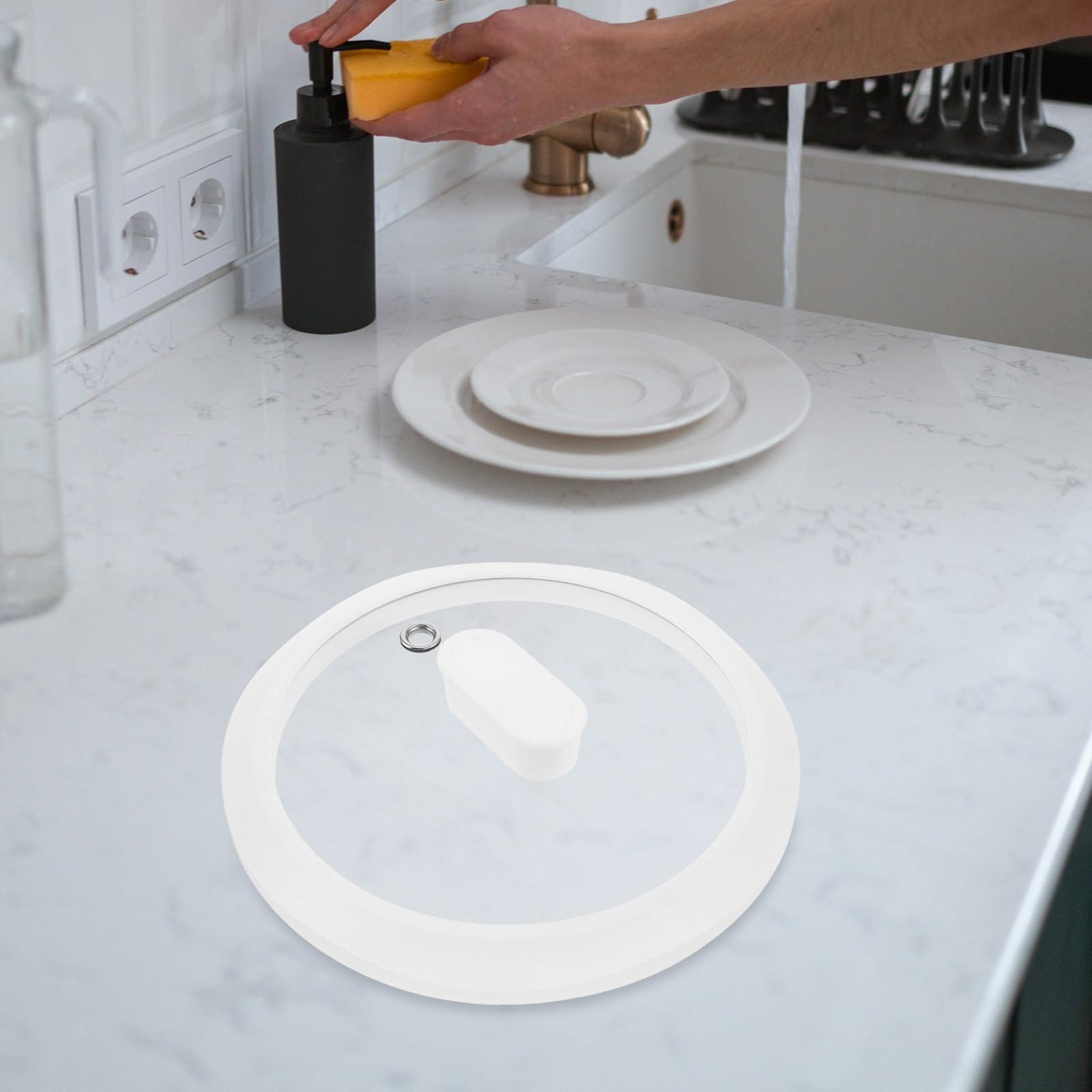 Gadpiparty Coperchio in vetro trasparente per padella elettrica e pentola - Coperchio visibile da 20 cm/7,8 pollici con manopola per padelle/wok/tamagoyaki/vaporiera/forno/pentole da brodo