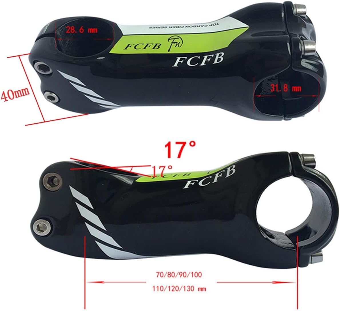 自転車 ステム 31.8mm 1-1/4 インチ 17 度 超軽量 高剛性 カーボン