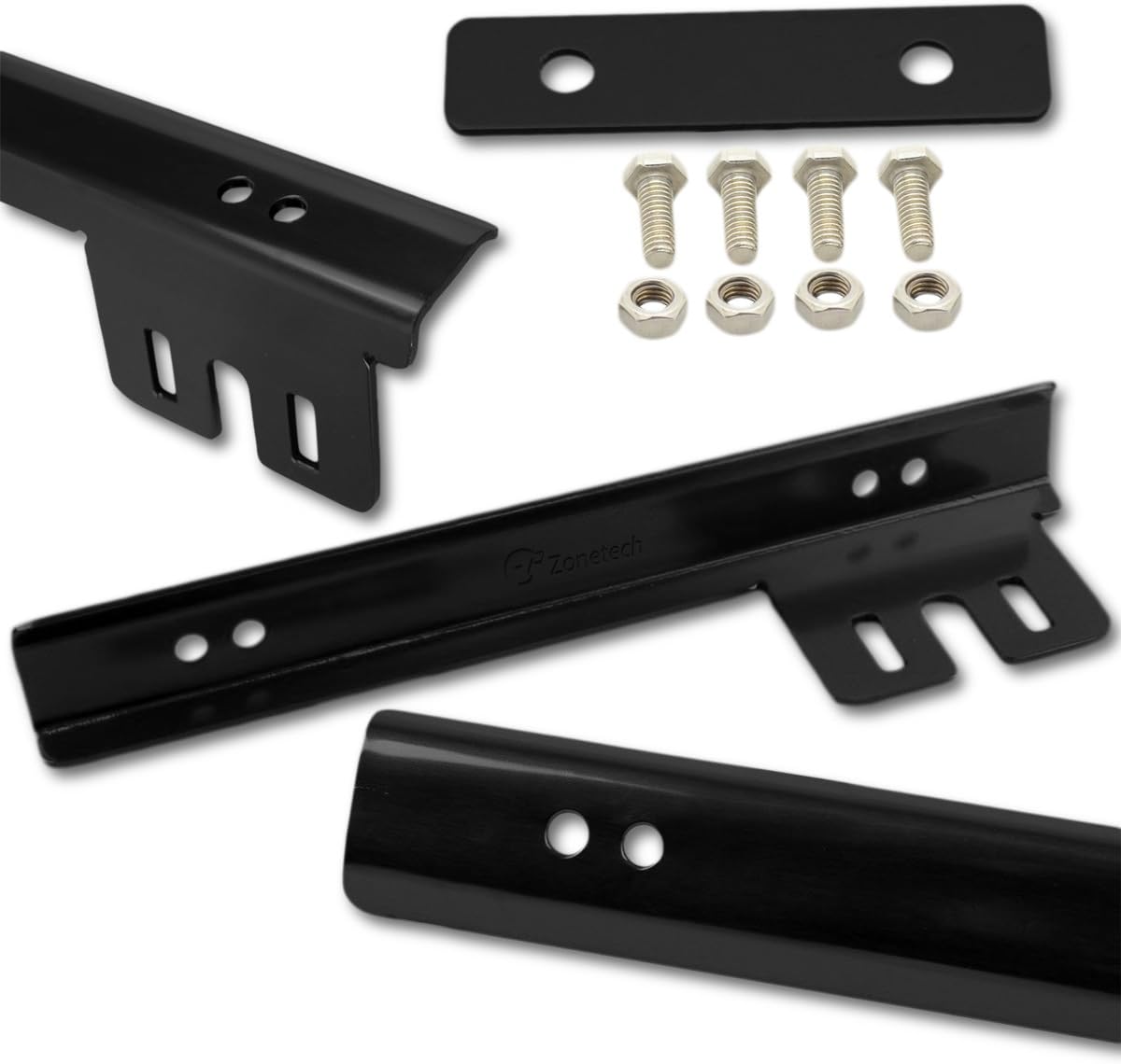 Zone Tech Bumper License Plate Relocator - Premium Quality Classic Black Universal Fit Front Bumper License Plate Relocator Bracket Holder Bar