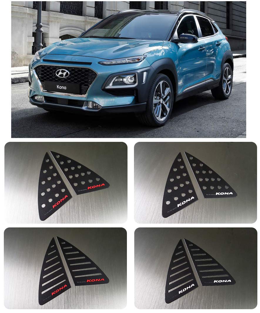 7shop Lettering C-Pillar Glass Cover Protector Molding Trim for Hyundai Kona 2017~2020 (White-Stripe