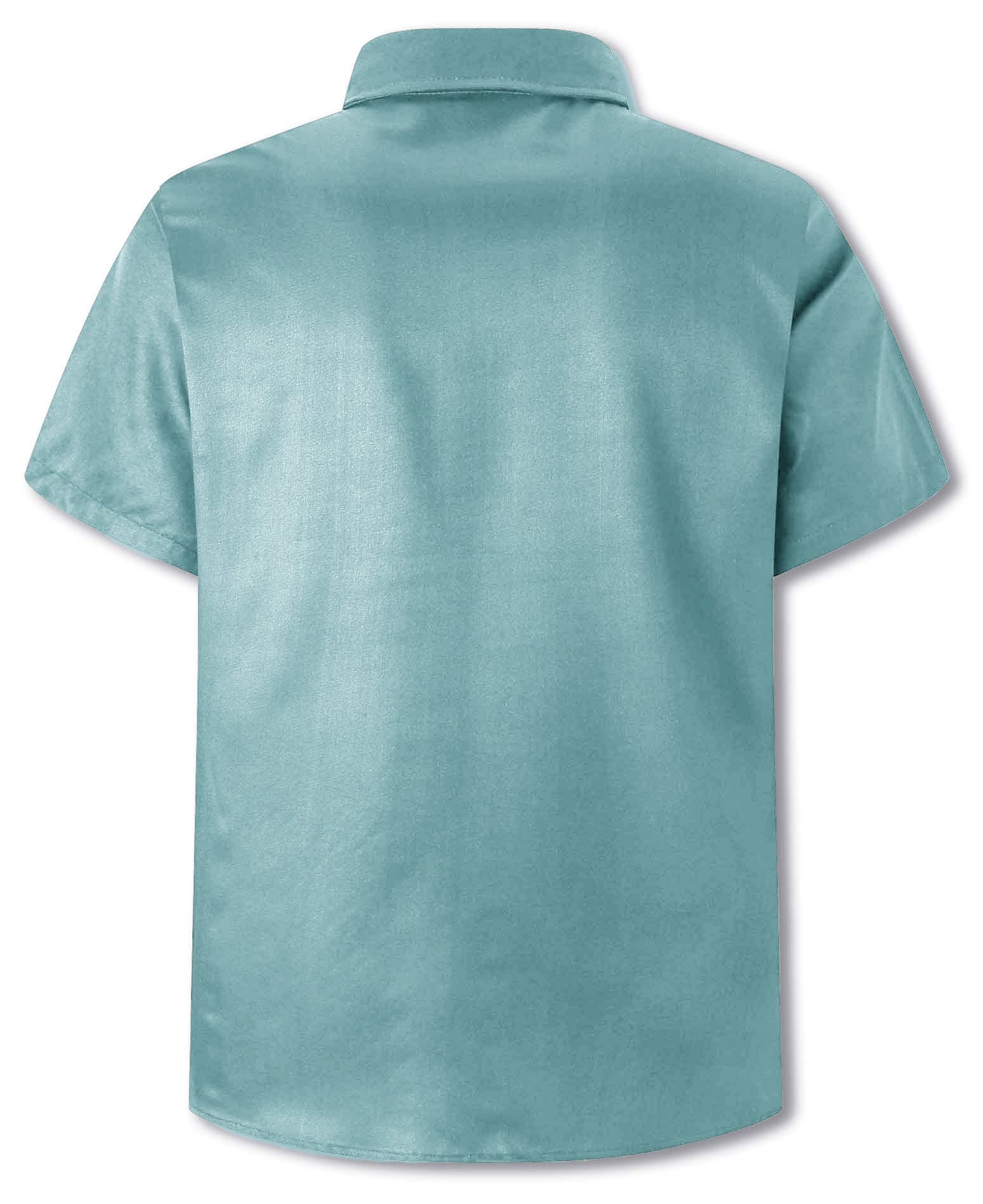 Cromoncent Camicia hawaiana da uomo e ragazzo a maniche corte con colletto cubano tropicale per vacanze estive da spiaggia, Bowling Verde Bianco, 4XL
