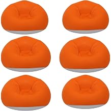 Inflatable Bean Bag Chair for Adults, Outdoor Camping Chairs with Electric Air Pump, Blow up Couch Folding Portable Couch Lazy Sofa for Outdoor Movie Nights Orange, 6 PCS