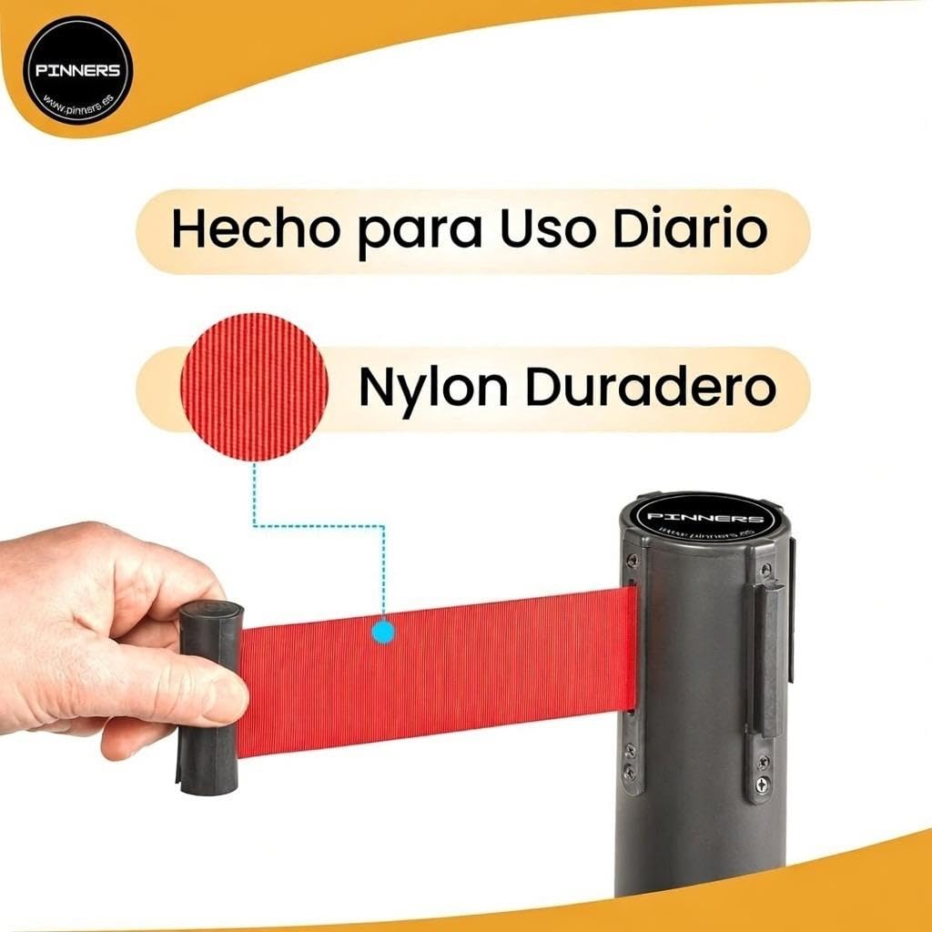 Poste Separador Cinta Extensible 3 m (2 szt.) - Cinta Delimitadora, Cinta Prohibido el Paso, Barrera Extensible