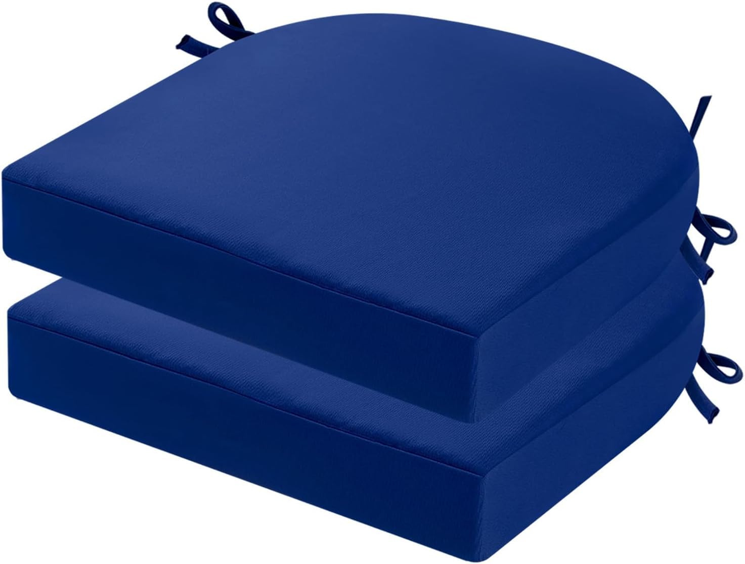 PRIMEPATIO Outdoor Garden Chair Cushions Set of 2, Thick 7cm, Patio Waterproof Seat Cushions with Ties for Outdoor Furniture, U-Shaped Chair Dining Pads, 40 x 40cm, Navy Blue — image 1