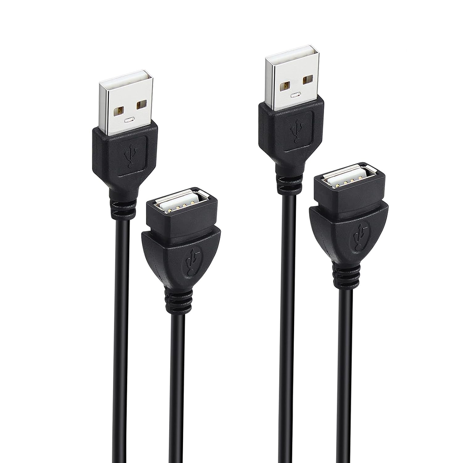 Smays USB Extension Cable, Male to Female Extender Cord, 2-Pack 5ft Black
