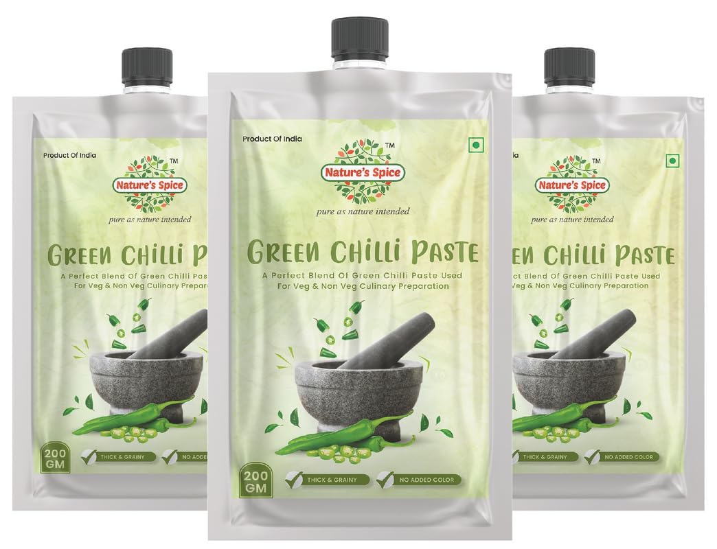 Natures Spice Green Chilli Paste - 600 Grams │ Combo Pack of 3 x 200 Grams (B0CKN8BV1Z) Amazon Price History, Amazon Price Tracker