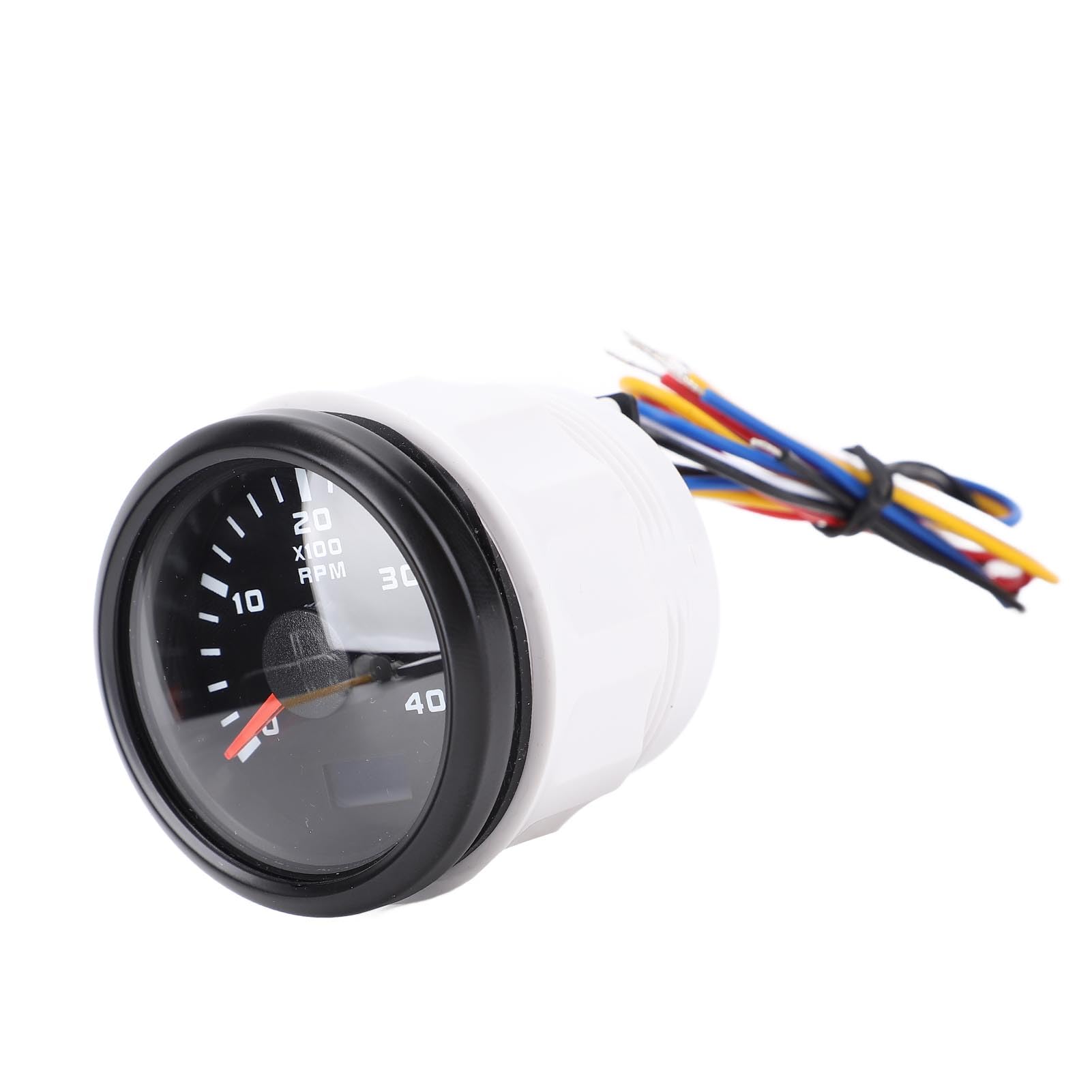 Tachymètre de Moteur 52 Mm 4000 Tr/min, Compteur Horaire, Rétroéclairage 7 Couleurs pour Camion, Tracteur, Voiture, Camping-car, Bateau, DC 9 à 32 V, Trou (Cadran noir Couvercle noir CX6225B)