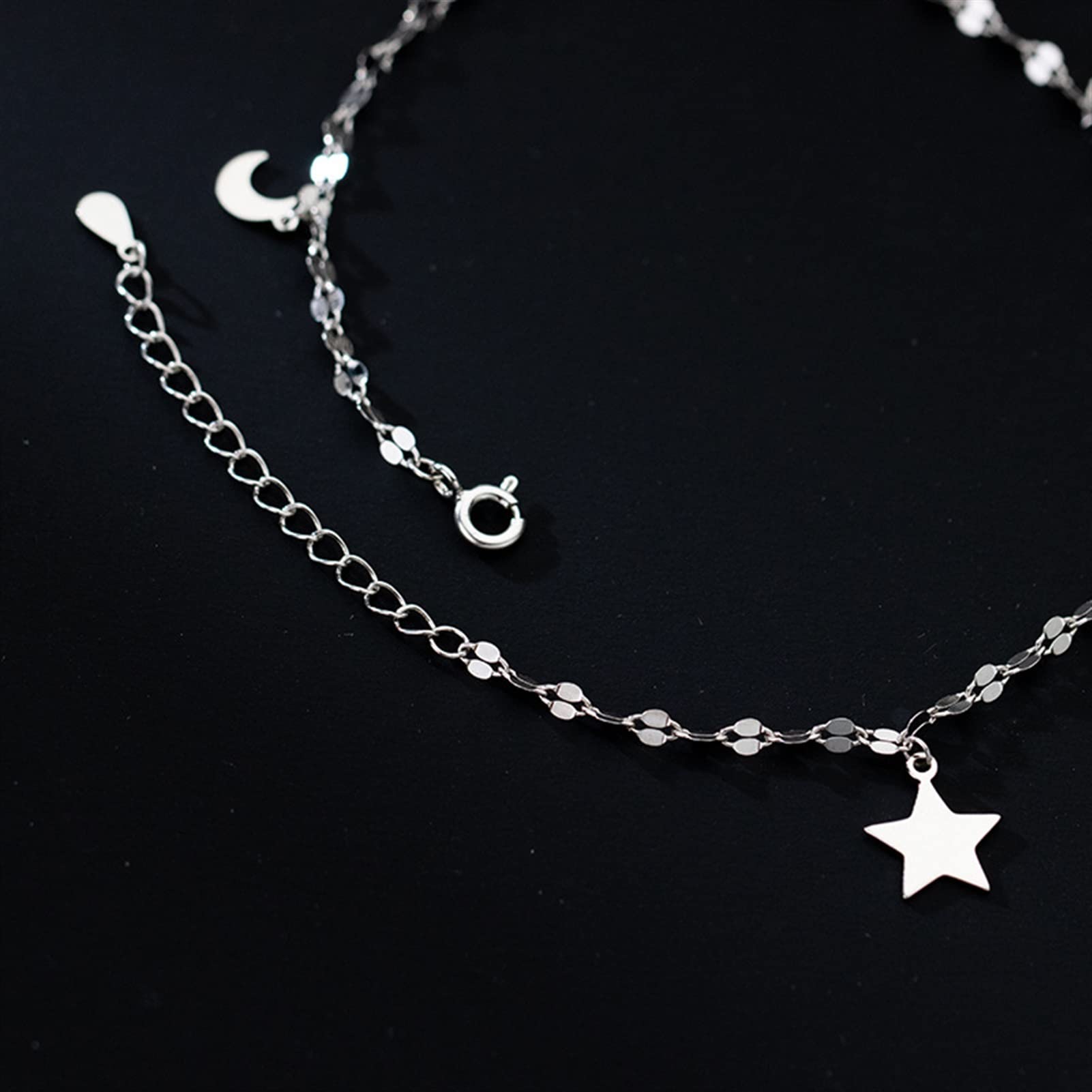 Fußkettchen Fußkettchen Damen, Fußkettchen Glänzende Scheibenkette Fußkettchen Zierliche Zirkon-Fußketten Schmuck für Frauen für den Alltag Frauen Fußkettchen
