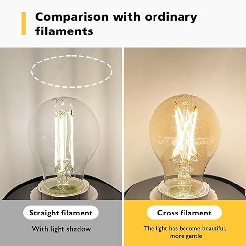 Miniatura 4 de Bombillas Edison A19 vintage regulables, bombillas de filamento LED Edison Classic con base E26, 8 W equivalentes a 70 W, 800 lúmenes, bombillas de