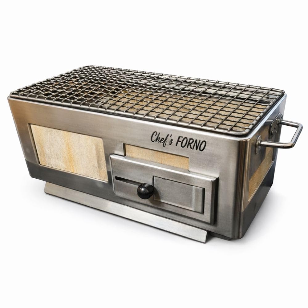 Chef’s FORNO Table Top Hibachi Charcoal Grill, Stainless Steel Japanese BBQ, Portable Smokeless Barbecue for Home & Commercial Use, High Heat Insulation, Yakitori Grill-image-42