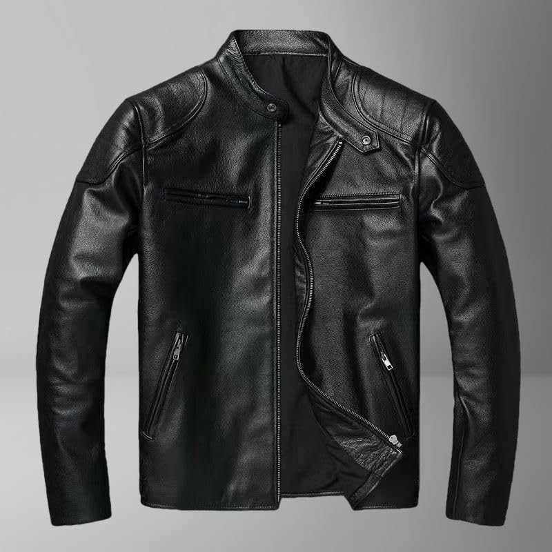 Chaqueta masculina tipo biker en cuero sintético PU miniatura 5
