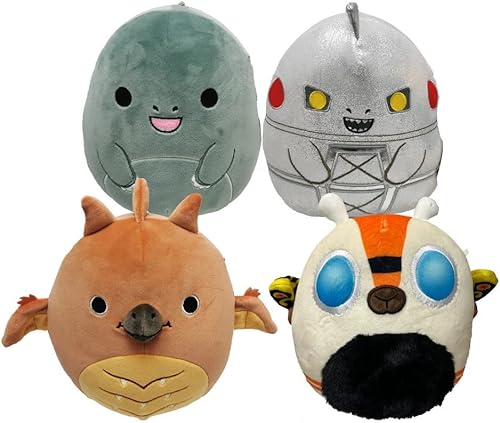 Squishmallows Kellytoy Godzilla - Juguete de peluche (juego de 4 Godzilla), surtido de 4 piezas (SQK2817)