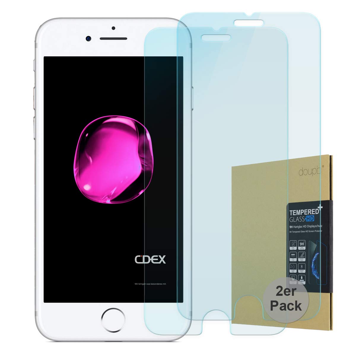 doupi 2X Screen Protector for iPhone 8 Plus / 7 Plus (5,5 inch)