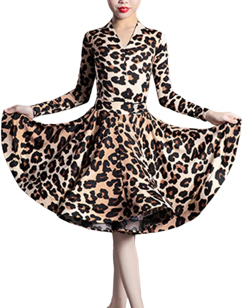 Girls Ballroom Dance Dress Long Sleeve 2 Piece Bodysuit Skirt Latin Tango Performance Outfits 4-16 Y