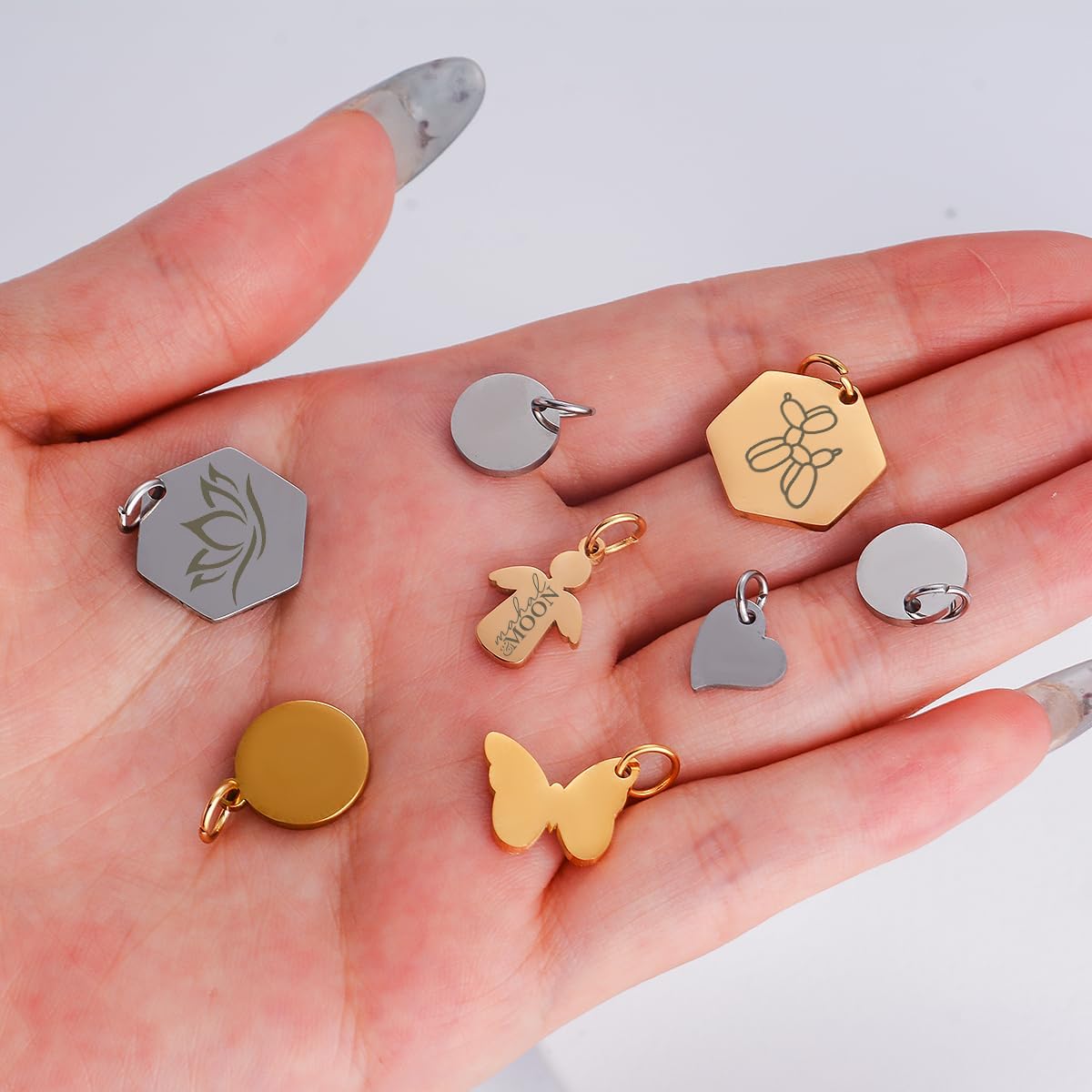 Custom Engraved Text/Logo Charms,Stamping Blanks Tag Charms,Personalized jewelry charms,Mirror Polishing tags for bracelets necklace jewelry making - Image 6