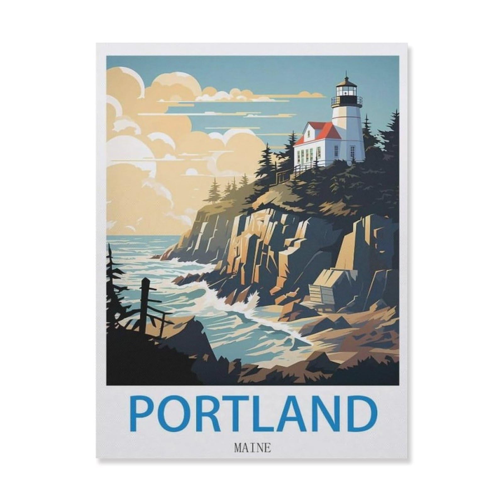 Portland Maine，Funny Poster Wall Art Decor Metal Sign Poster(15x30cm）6x12 inch-EI71