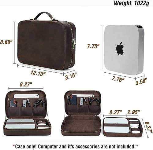 Miniatura 5 de Kit técnico de estuche organizador electrónico, cuero de grano superior, hecho a mano, portátil, compacto, accesorios electrónicos de viaje,