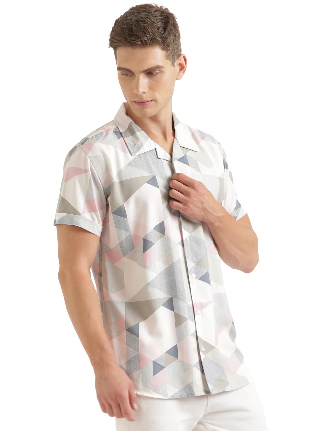 joven Men's Printed Half Sleeve Shirt | Regular Fit | Viscose Shirt | Cuban Collar Neck | Casual Shirts for Men-picture-4