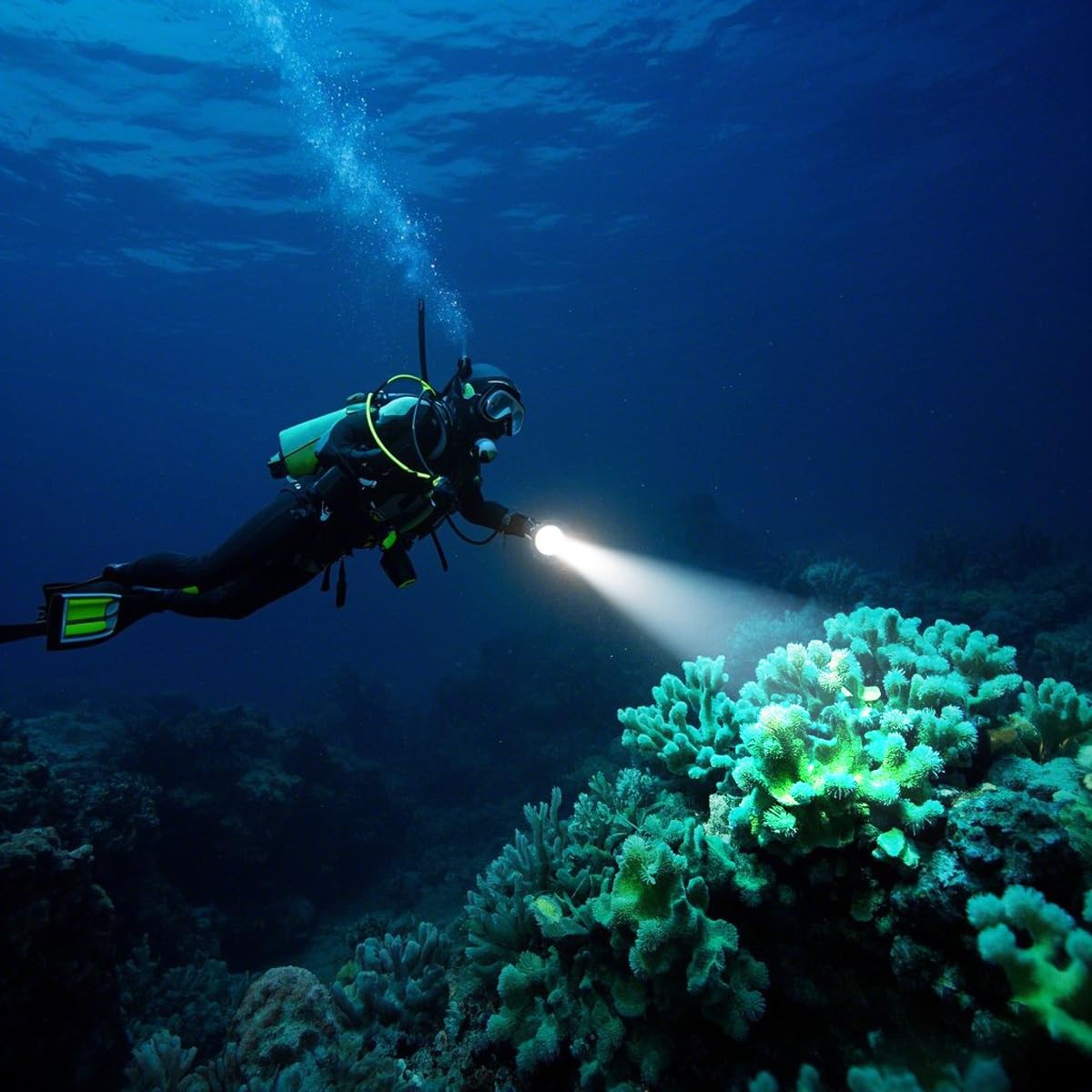Torche de plongée, 8000 lumens, IPX8, étanche, 3 modes de torche sous-marine, rechargeable, équipement de plongée pour la natation