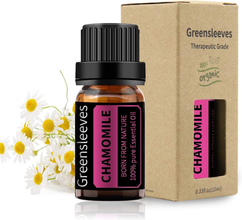 GREENSLEEVES Chamomile Essential Oil, 10ml Pure Plant-Based Fragrance Oil for Aromatherapy, Essential Oils for Diffuser, Air Freshener, Massage, Bath Bomb, Scented Candle Soap Making