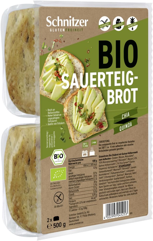 Schnitzer GLUTENFREE Bio Sauerteigbrot mit Chia & Quinoa (6 x 500 gr)