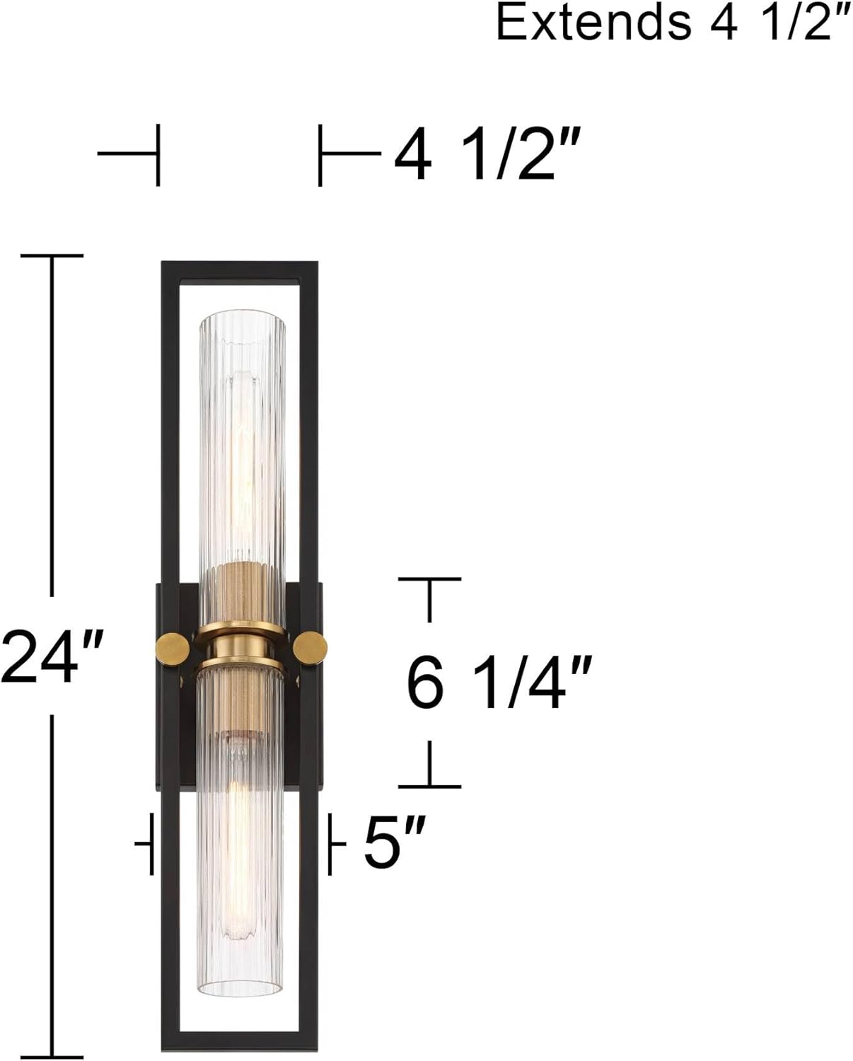 Black and Brass 34" Glass Shade Wall Sconce