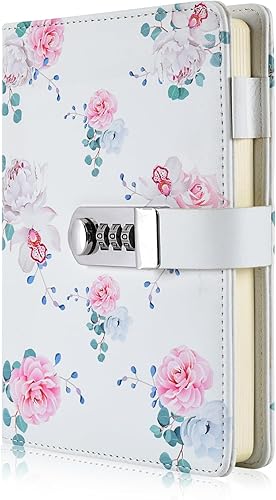 ARRLSDB Diario A5 con Contraseña y Cerradura Creativa, Diario de Cuero Sintético con Cerradura de Combinación, Cuaderno de Contraseñas, Diario