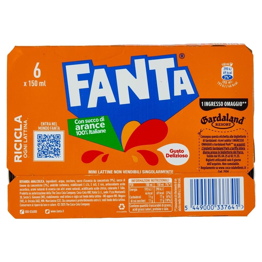 Italian Gourmet Orangenlimonade Mini Dosen 48 x 150 ml – Erfrischungsgetränk mit Orangensaft, ohne Koffein, Vorratspack für zu Hause & Büro