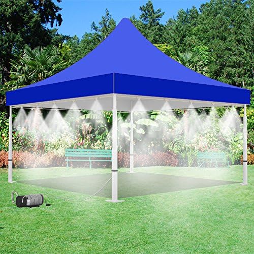 Tent with Pump and Tank - 160 PSI Mist Pump and 15 Gallon Tank with 20 Nozzle Mister - 10' x 10' Tent - for Outdoor Events Cooling (Blue)