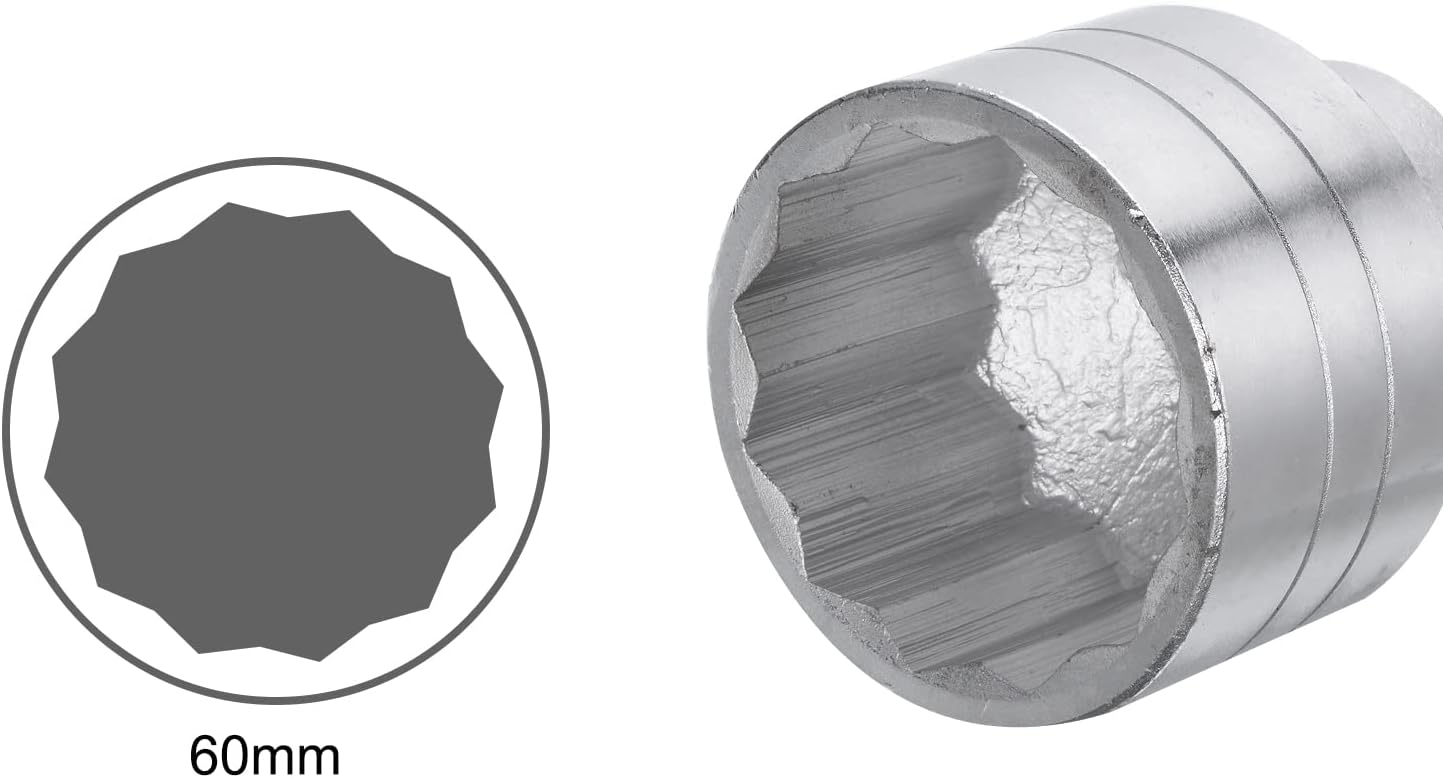 HARFINGTON 60mm 12 Point Shallow Socket 1" Drive Standard Metric CR-V