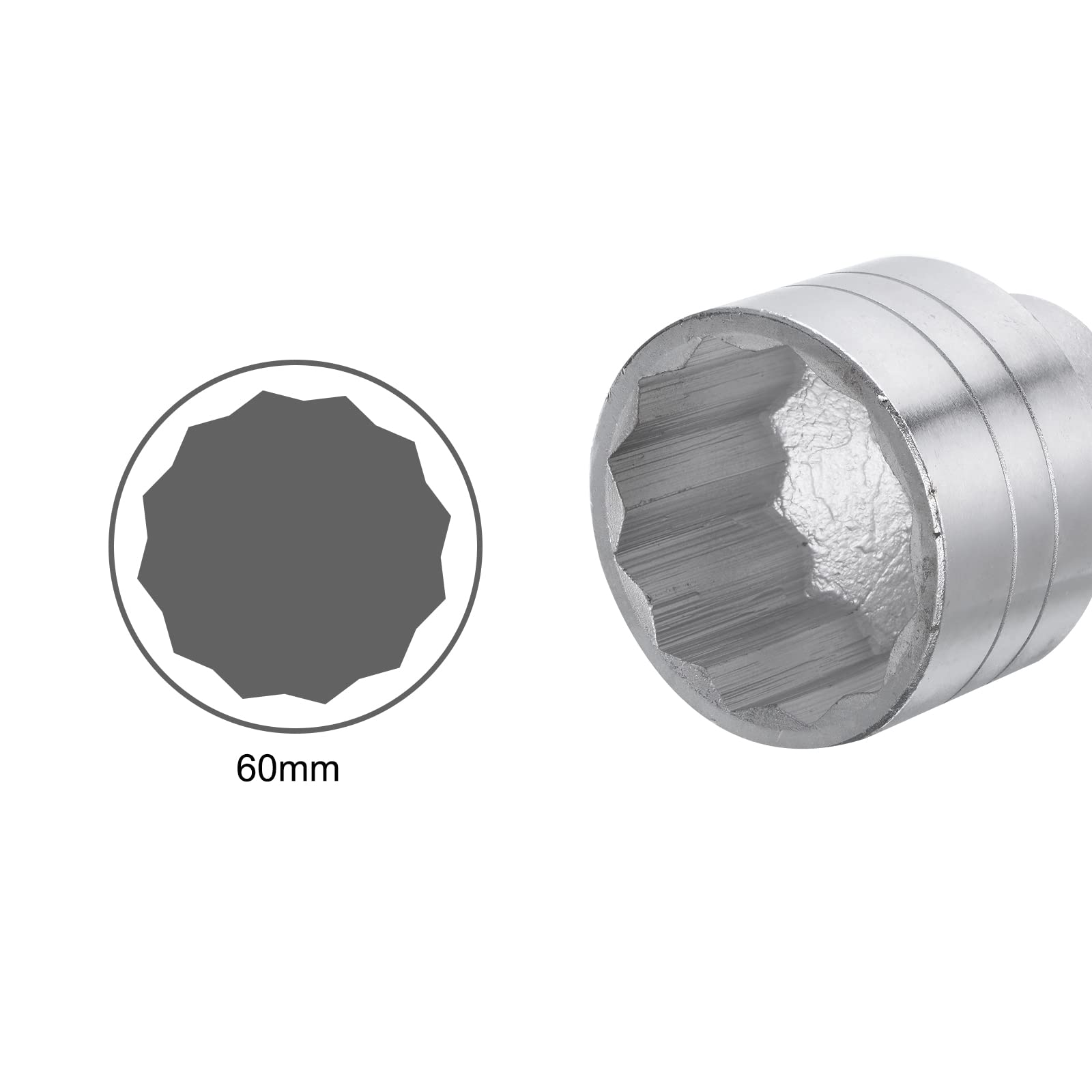 HARFINGTON 12-Punkt Stecknuss 60 Mm, 1 Zoll Antrieb - Aus Chrom-Vanadium-Stahl, Für Handwerkzeuge