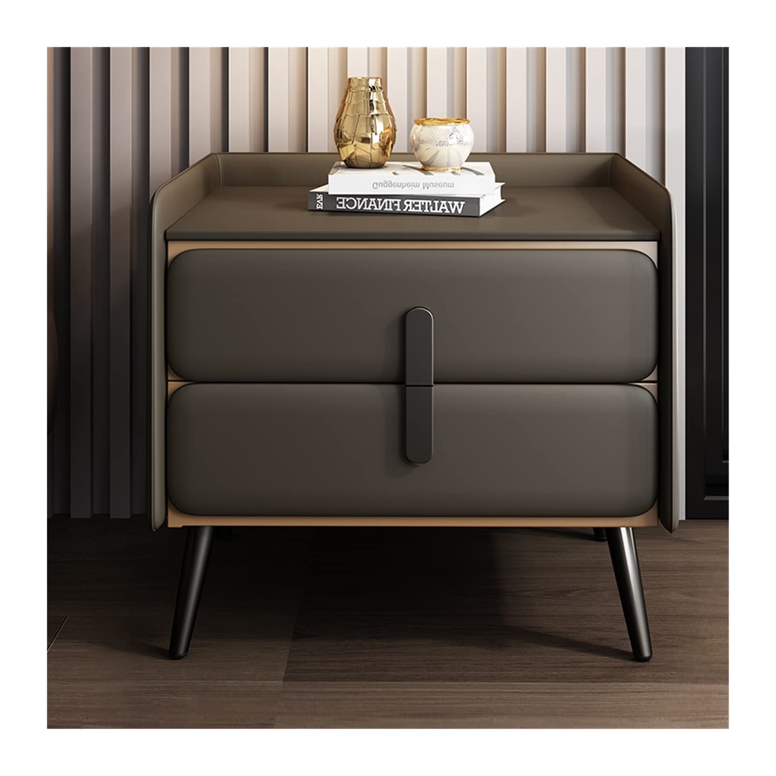 BHGFYXBS Side Tables Bedroom Nordic Simple Metal Bedside Table Double Drawer Locker Bedroom Bedside Table Creative Living Room Tv Side Cabinet Bedside Tables,C2-50cm/19.7inch