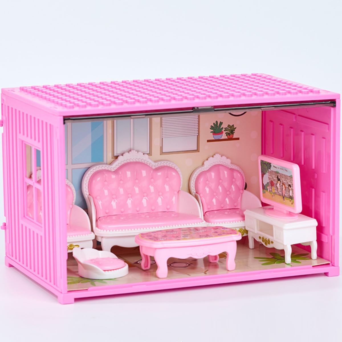 KARLOR dollhouse furniture set living room, 7 pieces miniature furniture set, sofa armchair table TV cushion coffee table - Image 3