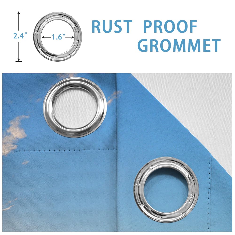 Outdoor Vorhang Wetterfest 2 Stück B132 x H213cm Atemberaubender Meerblick 3D Gedruckt Outdoor Vorhänge Wasserdicht mit Ösen, Outdoor Gardinen Sichtschutz für Balkon Terrasse Veranda Pergola