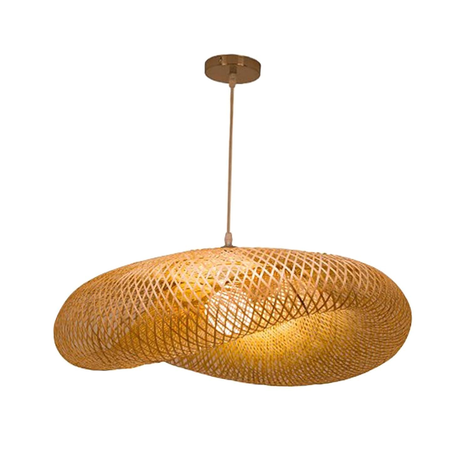 Bamboo Lampshade | Bamboo Pendant Lights | Boho Lampshade | Cane Lampshade | Rattan Lamp Shade | Wicker Lamps (Length 60 CM, Width 41 CM, Height 22 CM) (Beige colour)
