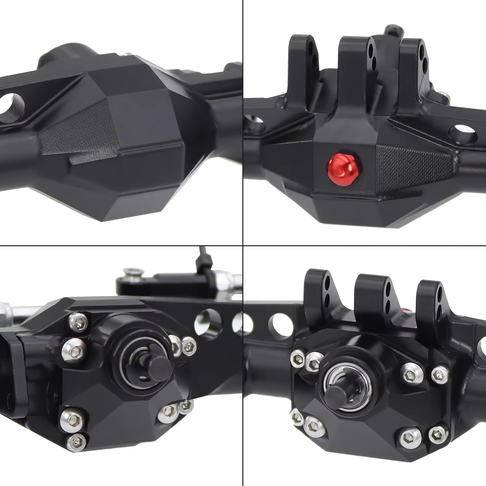 Compatible con Vanquish VS4-10 para Phoenix 1/10 RC Crawler Car, Piezas De Actualización, Eje De Portal Delantero Y Trasero De Aluminio, Conjunto Completo reemplazo RC(Black,1set)