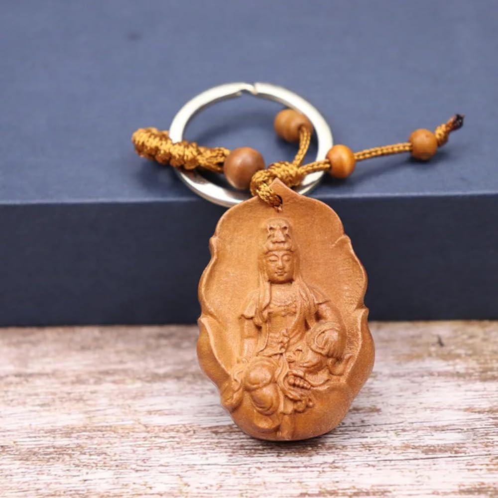 Religia Natural Wood Trójwymiarowy grawerowany breloczek Budda