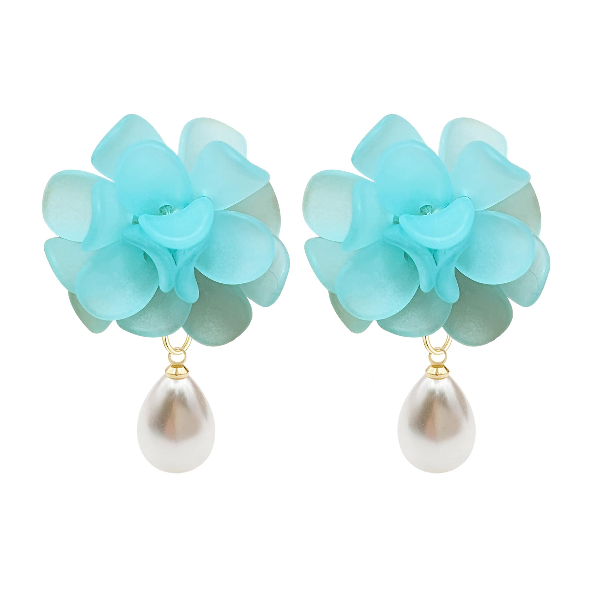 Vavhoo Flower Pearl Earrings Floral Tassel Statement Flower Dangle Earrings for Women