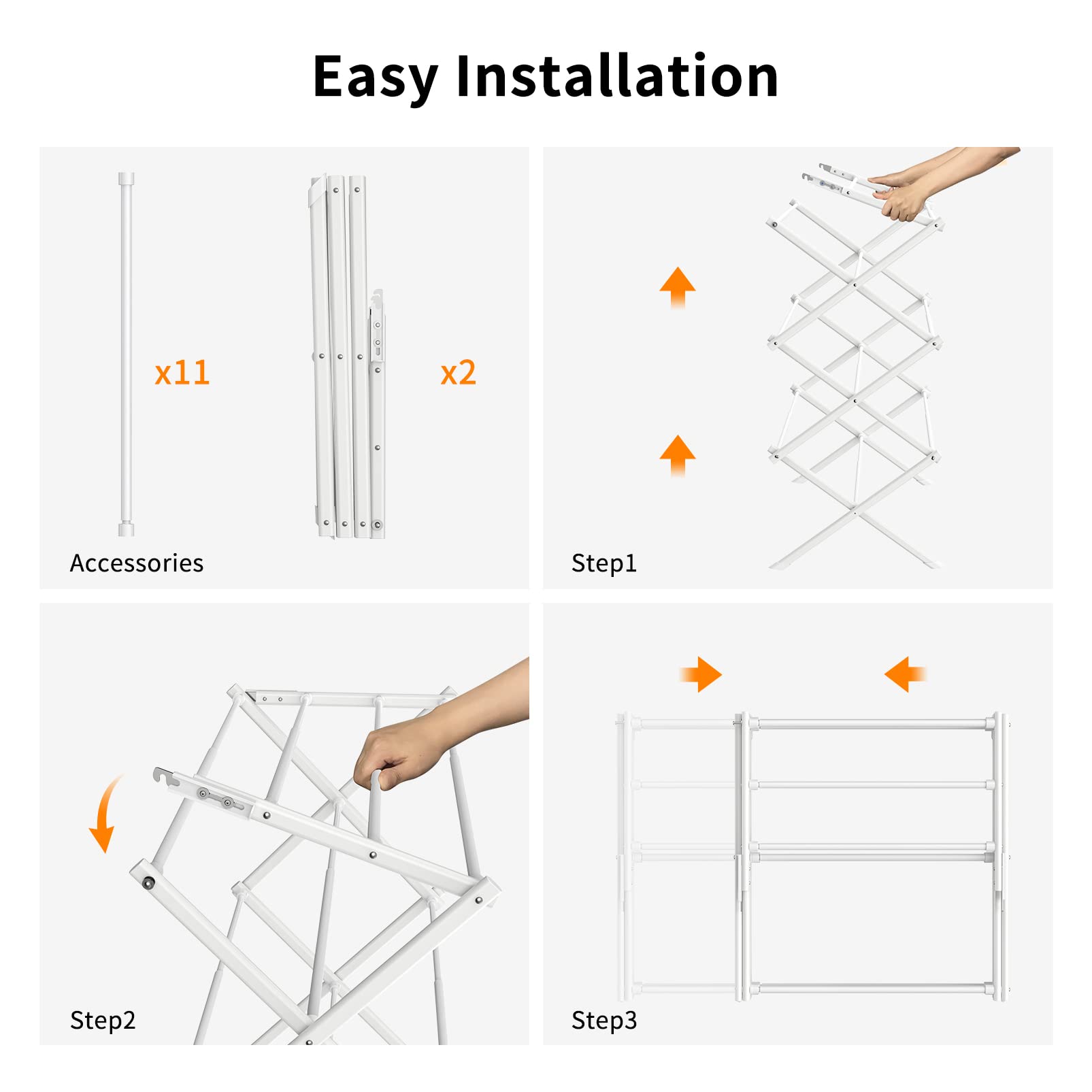 Rbitroise Household Indoor Foldable Drying Rack Clothing, Laundry Drying Rack - 40" x 28.8" x 14.2", Space Saving Indoor&Outdoor, White?Çª