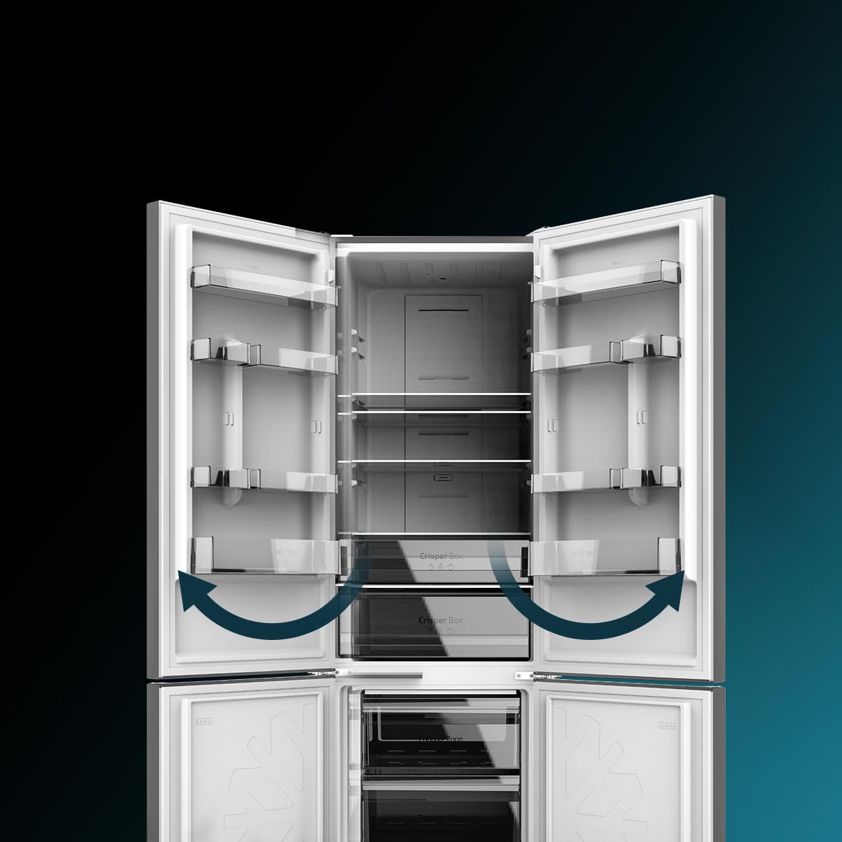 Cecotec Kombi-Kühlschrank Bolero CoolMarket Combi 250 Black Glass E. Energieklasse E Kühlschrank mit schwarzem Glas 180x55 cm, 250 l, No Frost, Multi Air Flow, Schnellkühlung.