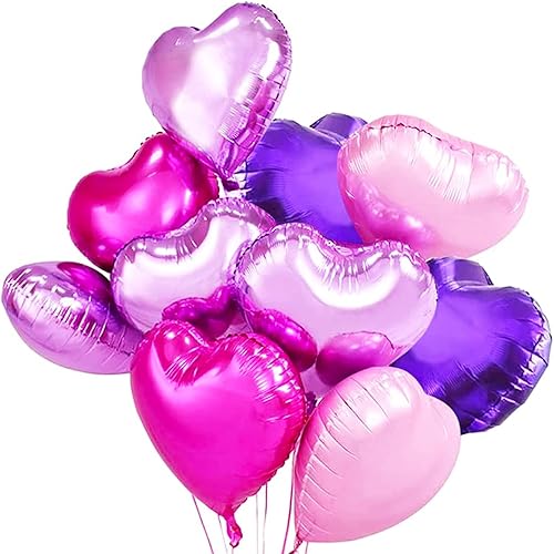 Simple polymer Globos de papel de aluminio con forma de corazón rosa de 18 pulgadas para decoración de fiestas, paquete de 20