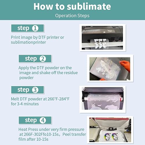 Miniatura 4 de DTF Transfer Powder Film for Sublimation500g17.6oz White Digital Transfer Hot Melt Adhesive - 20pcs DTF Transfer Paper for All DTF and DTG Printers