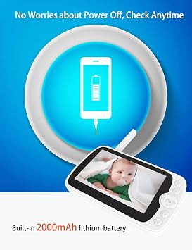4.3 Inch LCD Screen Video Baby Monitor IR, Temperature Display, Two Way Audio and VOX Mode, 660ft Range