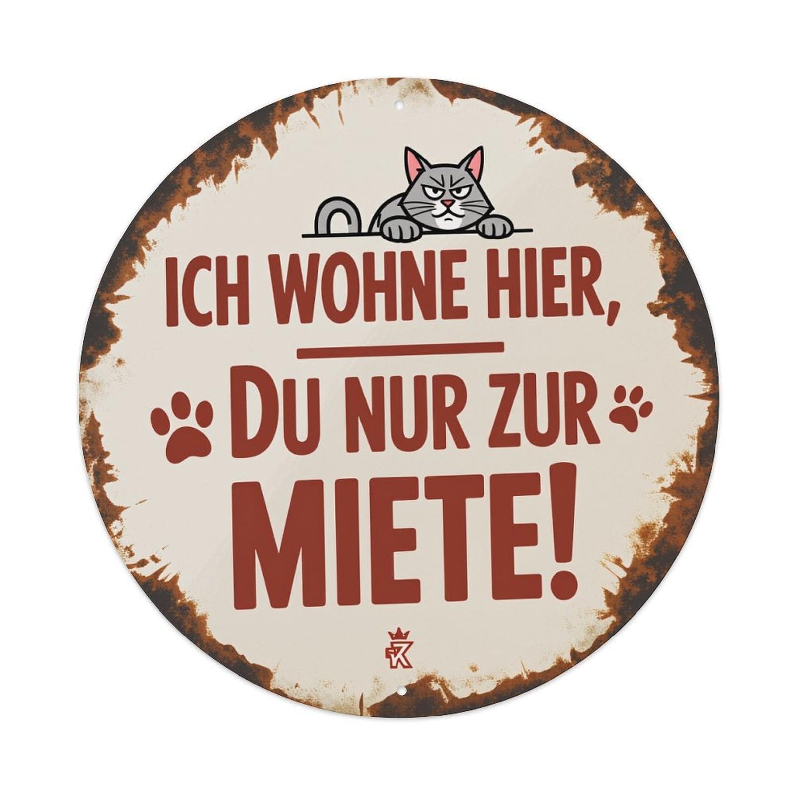 Cat Sign With Text And Paws Round Tin Sign Vintage Metal Poster Retro Bar, Home, Man Cave, Kitchen, Laundry Room Wall Art Decor Gift 8x8Inch